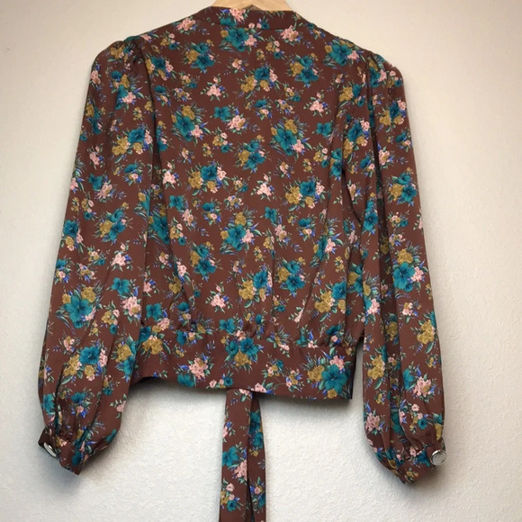 Zara | Brown Floral Tie Top - Picture 5 of 8